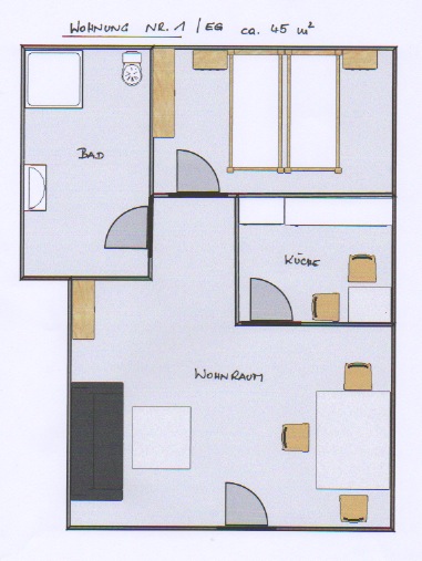 Plan: Ferienwohnungen Bailom in Elbigenalp, Appartementwohnung 1