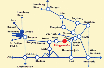 Lageplan: Wie kommen Sie zu Ferienwohnungen Bailom in Elbigenalp im Lechtal?